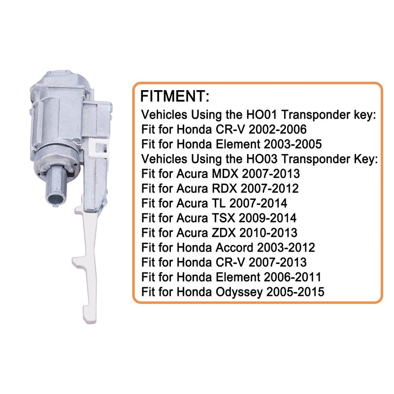Ignition Switch Lock Cylinder (2 Keys). Fit for Honda Acura Accord Odyssey Element Civic CR-V CR-Z MDX RDX TSX ZDX TL.Replaces Part # 06351-TE0-A11.