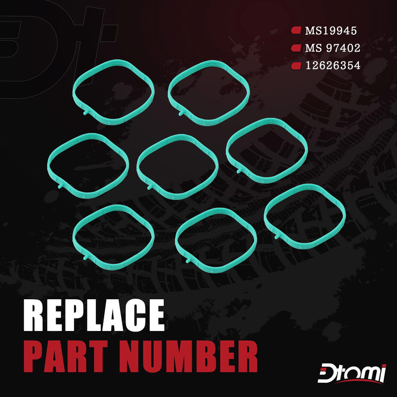 Engine Intake Manifold Gasket Runner Seals Compatible with Chevy GMC Cadillac Vehicles for 2014-Newer LT Based Engines 5.3L 6.2L LT1 LT2 L83 L86 L84 L87 L82 L8B Replace# 12626354 (8pcs)