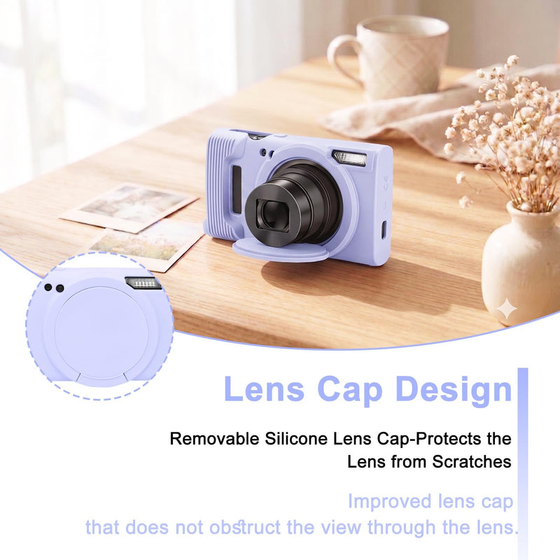 Case for PowerShot IXY 650 / ELPH 360 HS/IXUS 285 HS Camera | Soft Silicone Protective Camera Cover with Removable Lens Cap, Includes 2 Screen Protectors & Wrist Strap (Lilac) Lilac