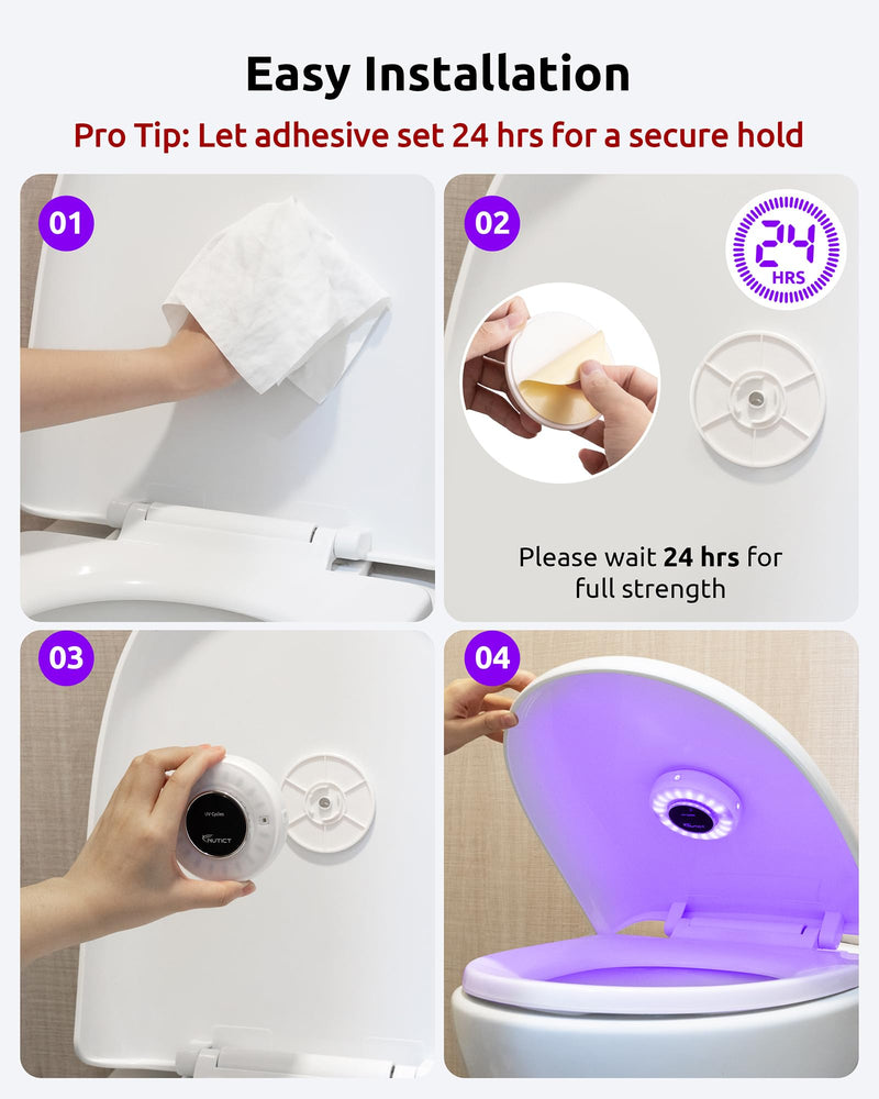 NUTICT UVC Toilet Sanitizer Light, Auto Turn On/Off, Fits Most Toilet Lid | 180 Seconds Sanitize, 2000mAh Rechargeable Battery, Safe to Use, Tool-Free, for Home Guest Room Hotel Shared Bathroom, White