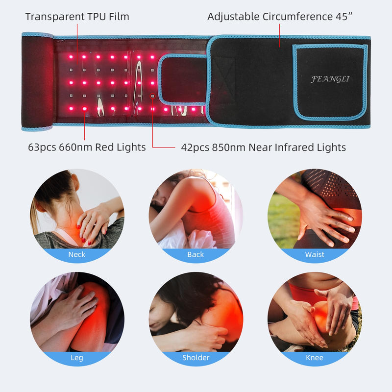 Red Light Therapy Infrared Light Therapy Wrap Belt Wearable Large Pad for Body Waist Back Shoulder Leg Knee, LED 660nm&850nm Red Light Belt Device with Timer Remote Controller, Ideal Gift