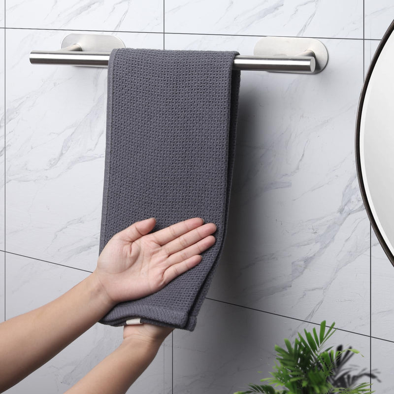 JiGiU Self Adhesive Towel Bar, Bathroom Hardware Set Include 16-Inch Bath Towel Bar,Toilet Paper Holder Towel Ring & 3 Packs Towel Hooks Stainless Steel Wall Mount No Drill Sticky on Towel Holder Kit Silver