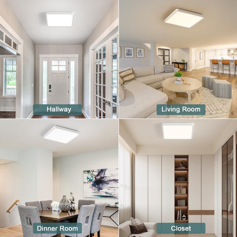 LED Ceiling Light Fixture with Remote Contro 12Inch 36W Flush Mount Close to Ceiling Lights 3000K-6500K Light Color Changeable Slim Modern Ceiling Lamp for Bedroom Kitchen Dining room Entryway White-A