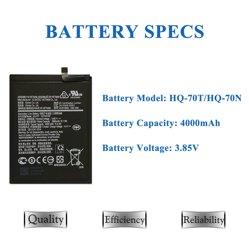 New Upgraded Battery for Galaxy A11, HQ-70N HQ-70T Replacement Battery Compatible with Samsung Galaxy A11, with Repair Tools & Instruction