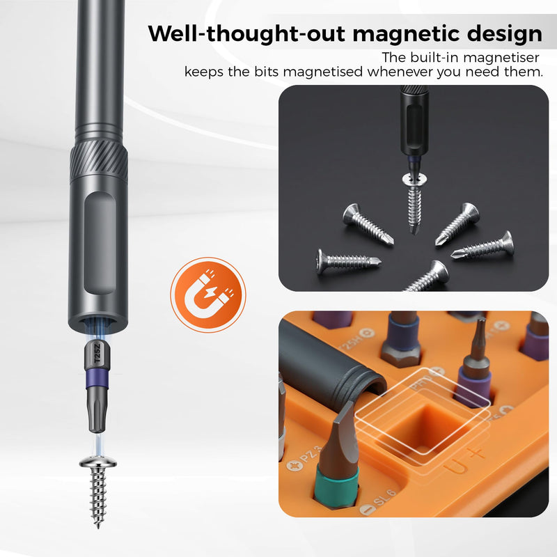 42 in 1 Magnetic Ratchet Screwdriver Set, T Handle Detachable Screwdriver with S2 Steel Bits and Storage Case, Portable Compact Repair Tool Kit for Computer, Bicycle, Furniture and DIY Home Repair