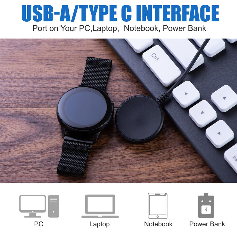 2 Pack Charger for Samsung Galaxy Watch Ultra/FE/8/7/6/5/4/3/Active 2/Active,Magnetic Replacement USB A/C Charging Cable Cord (USB A+Typy C) Typy A/C