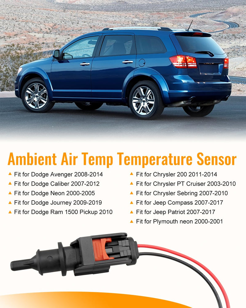 Ambient Air Temp Temperature Sensor with Connector Wire Harness Fit for Dodge/Chrysler/Jeep/Plymouth Replace 5293138AA 5149264AA 5149264AB 5017119AA