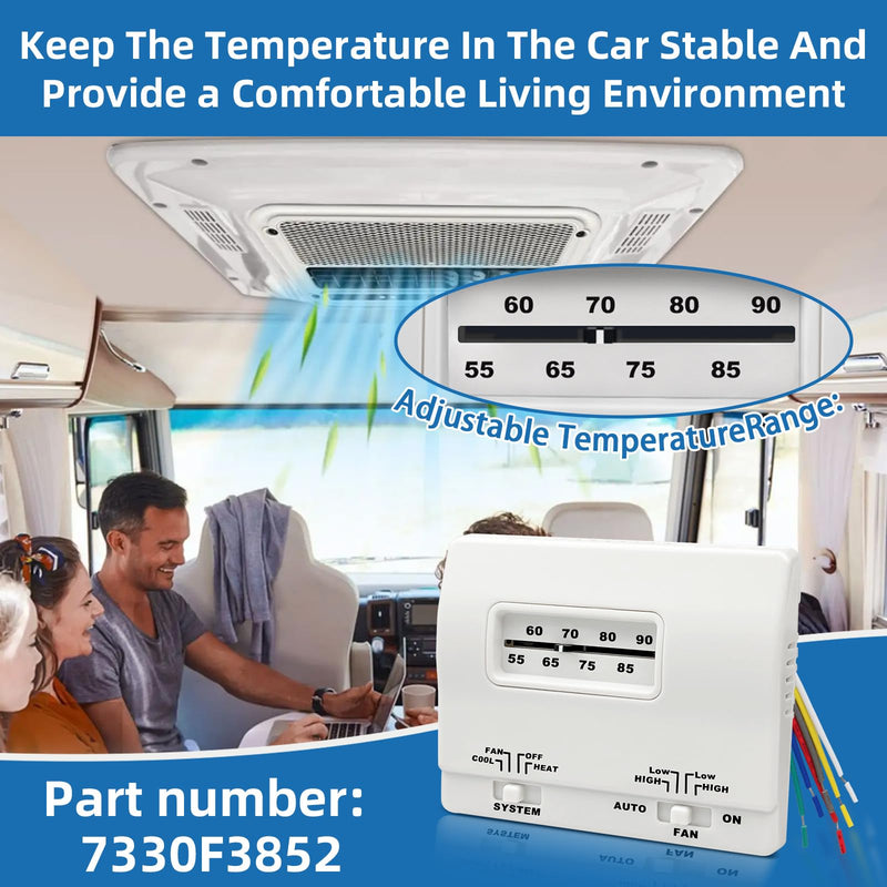 White 7330F3852 RV Thermostat for Coleman Mach RV Thermostat Heat/Cool 7330G3351 Air Conditioner Parts Single Stage Heating/Cooling Control