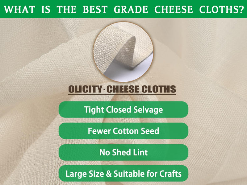 Olicity Cheese Cloth Roll,Grade 100,3x30Ft, 90 Sq Feet, Reusable Cheese Cloths with Closed Edges Fabric Fine Mesh Cloth, Unbleached Cotton Muslin Bulk Cheesecloth Roll for Straining, Crafts - 10 Yards Grade 100 - 10 Yards