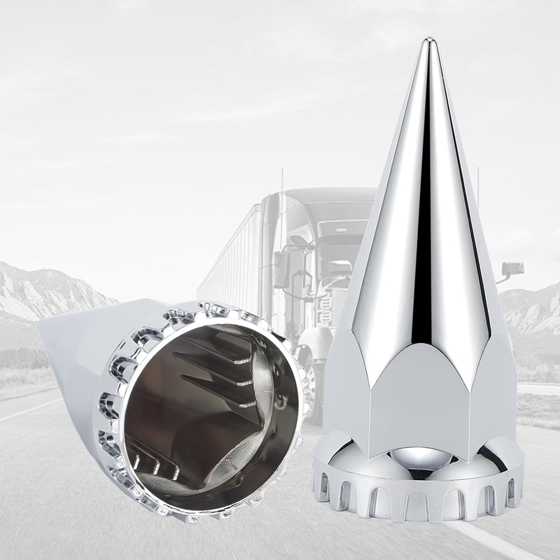 33mm x 4-3/4" Chromed Spike Lug Nuts Covers Push-On, ABS Chrome Plastic Caps Pointed Push-On Lug Nut Cover for Semi Trucks, 20 PCS 4-3/4" Silver-20