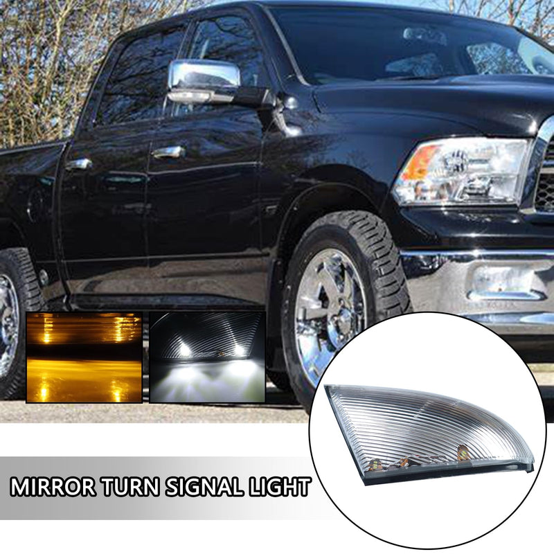 LED Side Mirror Turn Signal Light Lamp Assembly Blinker White Puddle Lamp Compatible with Dodge Ram 1500 2500 2010-2018, Ram 1500 Classic 2019-2022, Replacement for 68064949AA 68064948AA Left Drive SIde & Right Passenger Side White Lens