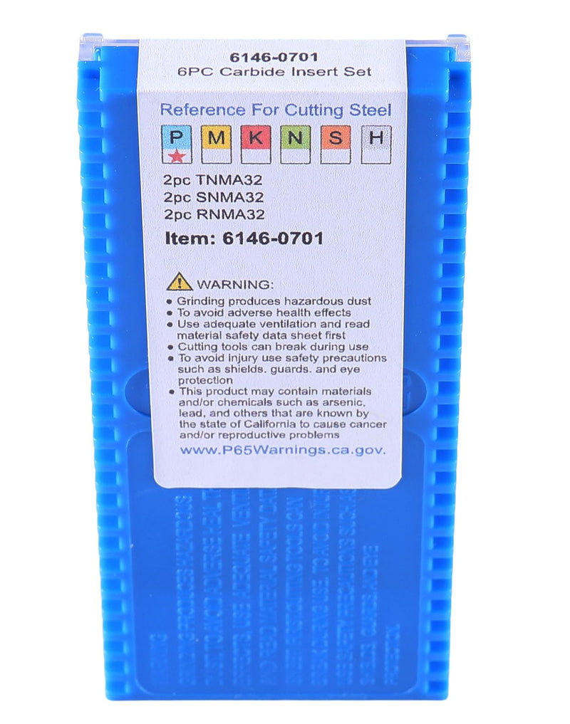 Accusize Industrial Tools Carbide Inserts, 0046-0701 | 6 Pc Carbide Insert Set, 2 Pcs TNMA322, 2 Pcs SNMA322, 2 Pcs RNMA322 for Accusize 0046-0700 Little Hogger Mill Set