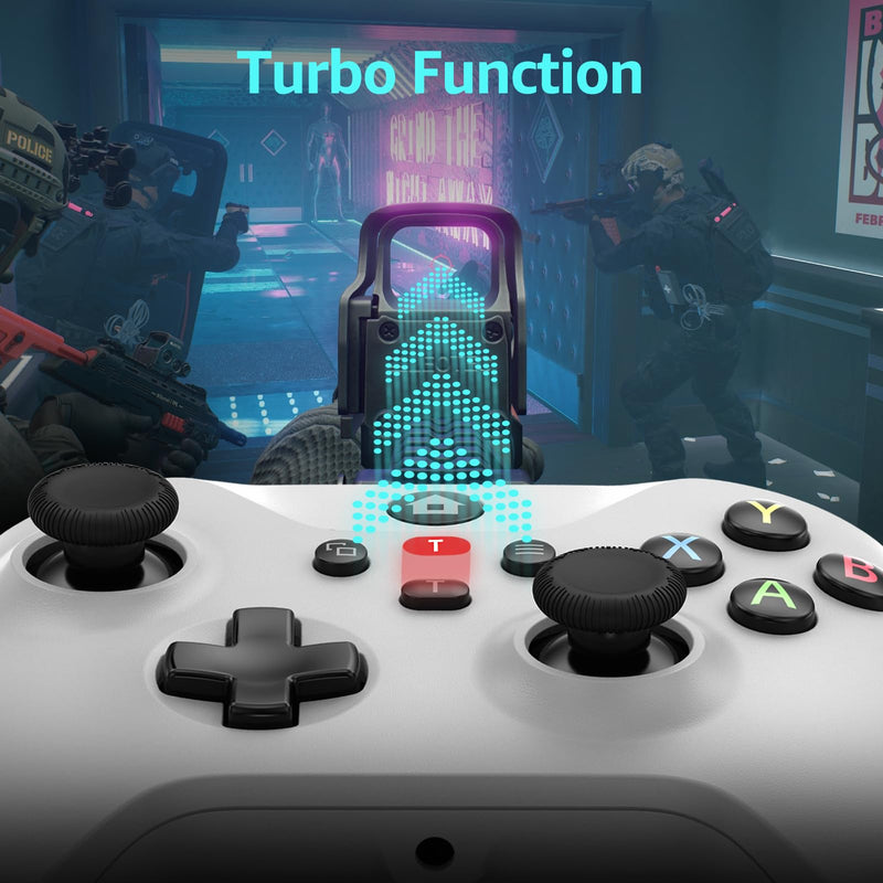 Kamylorus Wired Controller for X-BOX/PC, Hall Effect Joysticks&Triggers Gamepad with Turbo, 3.5mm Headphone Jack/Dual Vibration, Compatible with X-BOX One/S/X, X-BOX Series S/X, PC, IOS, Android Platforms(White, 7.2ft) White