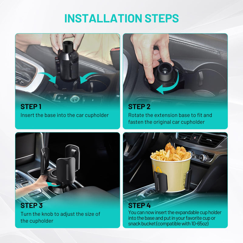 Car Cup Holder Expander Adapter (Adjustable) THIS HILL All Purpose Cup Holder Expander for Car with Rubber Fits Less Than 5.51" Large Bottles & Mugs & Foods & Drinks 1
