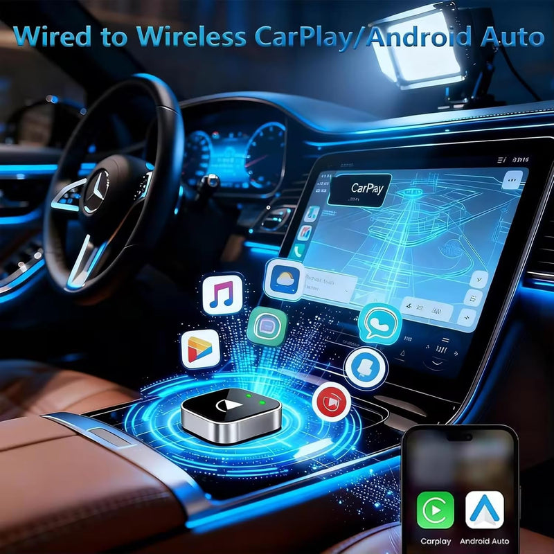 Wireless CarPlay Adapter for iPhone, Android, 2026 Upgrade Convert Wired to Wireless Apple CarPlay Adapter, Mini Size USB Stable Control, Plug and Play