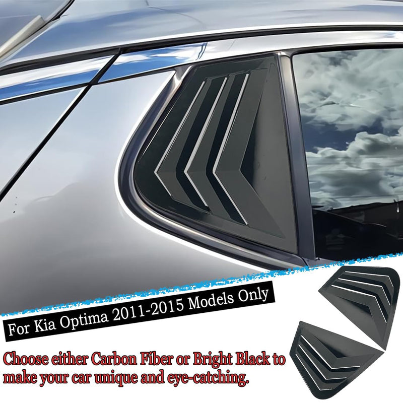 Window Louver 2Pcs Side Vent Window Louvers for Kia Optima 2011 2012 2013 2014 2015, ABS Print Sport Window Decorative Covers, Exterior Trim Accessories - Bright Black 2011-2015 Kia Optima