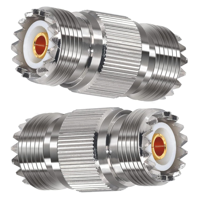 2 Pack PL259 UHF Coax Adapter, SO239 Female to Female Coaxial Connector, RF Gender Changer for CB Radio, Antenna, Ham Radio, Extension Coupler