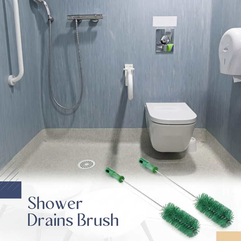 Baderke 2 Pieces Drain Brush Pipe Cleaning Tube Brushes 19.7 Inch Plastic Shower Pipe Flexible Cleaning Tool (Green,19.7 x 2.4 Inch) Green 19.7 x 2.4 Inch