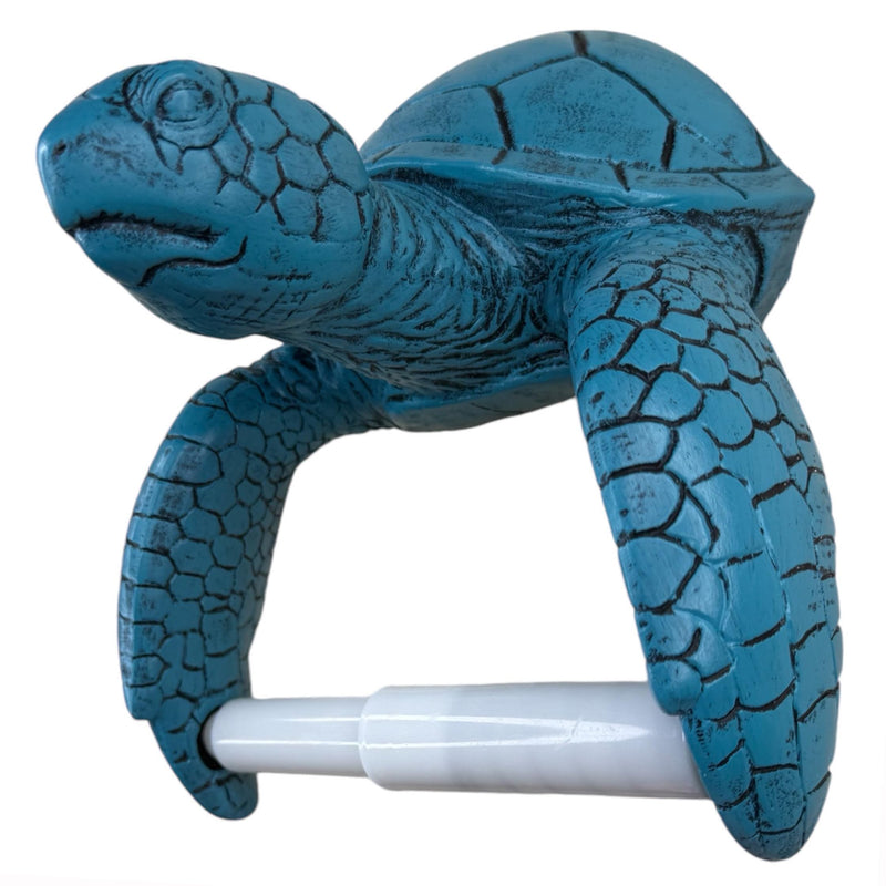 Sea Turtle Wall Mount Toilet Paper Roll Holder Rustic Nautical Beach Sea Blue/Green Coastal Decor – Aqua Teal Weathered Finish