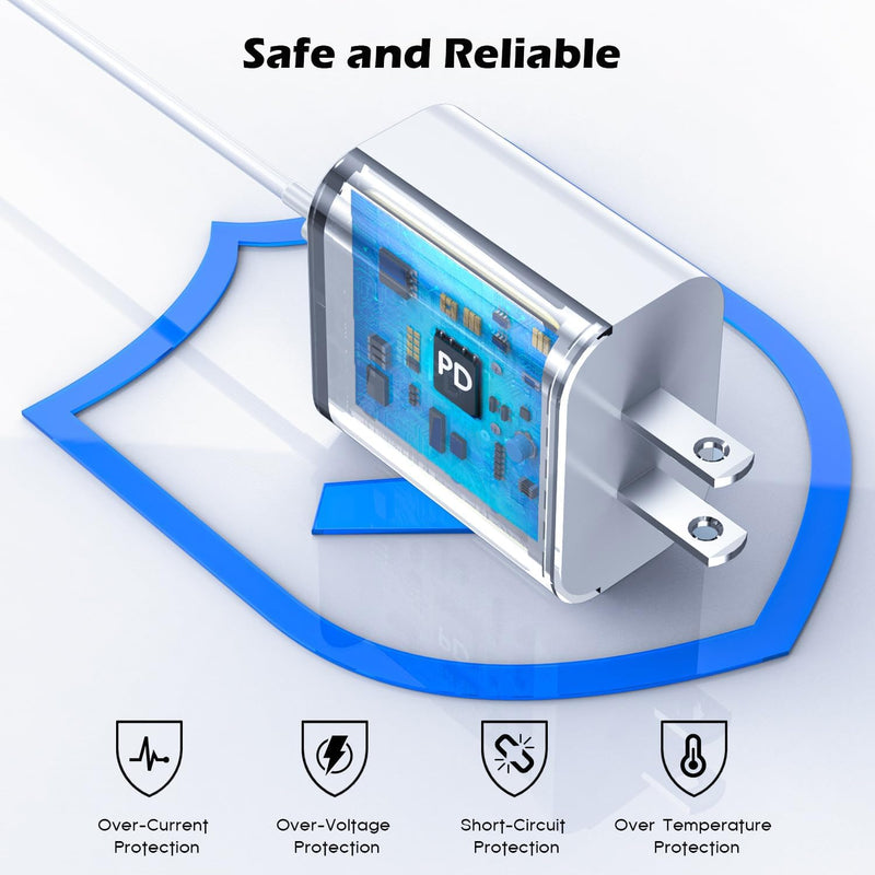 iPhone 16 15 Fast Charging,2Pack USB C Wall Charger Block Quick PD Adapter with 6Foot USB C to C Charger Cord Fast Charging for iPhone 16/16 ProMax/15 Plus/15 Pro, iPad 10/Mini 6/Air 4/5/Pro 12.9/11 2 Pack 6FT C-C