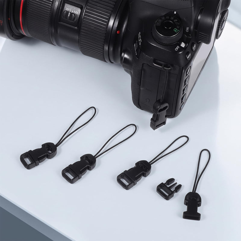 20Pcs Quick Release Camera Strap, Black QD Loops Connector Adapter Camera Quick Release Lanyard Clip Compatible for All Compact Digital Cameras Binoculars Drone Remote Control and USB Stick