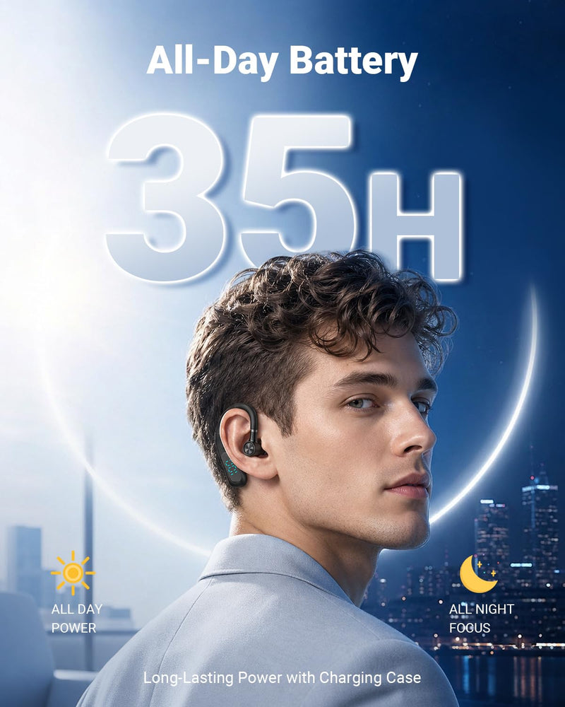 Xmenha Bluetooth Earpiece Hands Free Blue Tooth Headset with Noise Canceling Mic Ear Piece One Single Ear Bluetooth Earbud Wireless Office Cell Phone Trucker Headsets for Work Black