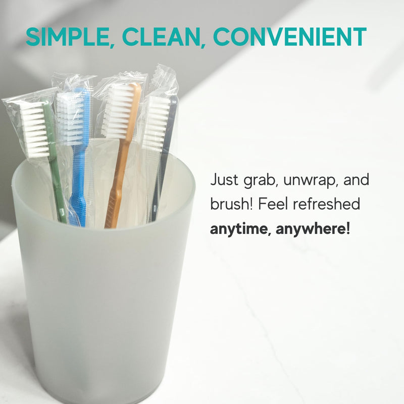 Avistar 80 Prepasted Disposable Toothbrushes Individually Wrapped - Single Use Pre Pasted Disposable Toothbrushes with Toothpaste Built in - Waterless Toothbrush for Travel, Guests, Hotel, & Camping 80 Count (Pack of 1)