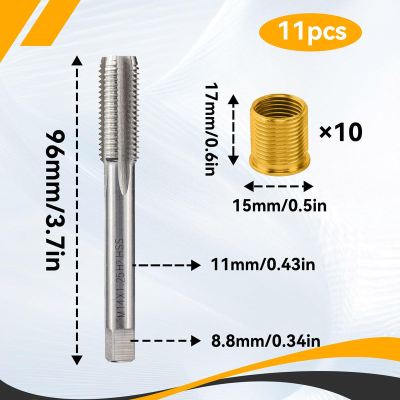 Spark Plug Thread Repair Kit, Stainless Steel Repair kit for Automotive Gasoline Engines Generators, M12×1.25 Inserts and M14×1.25 Tap Spark Plug Rethreading Set M12X1.25