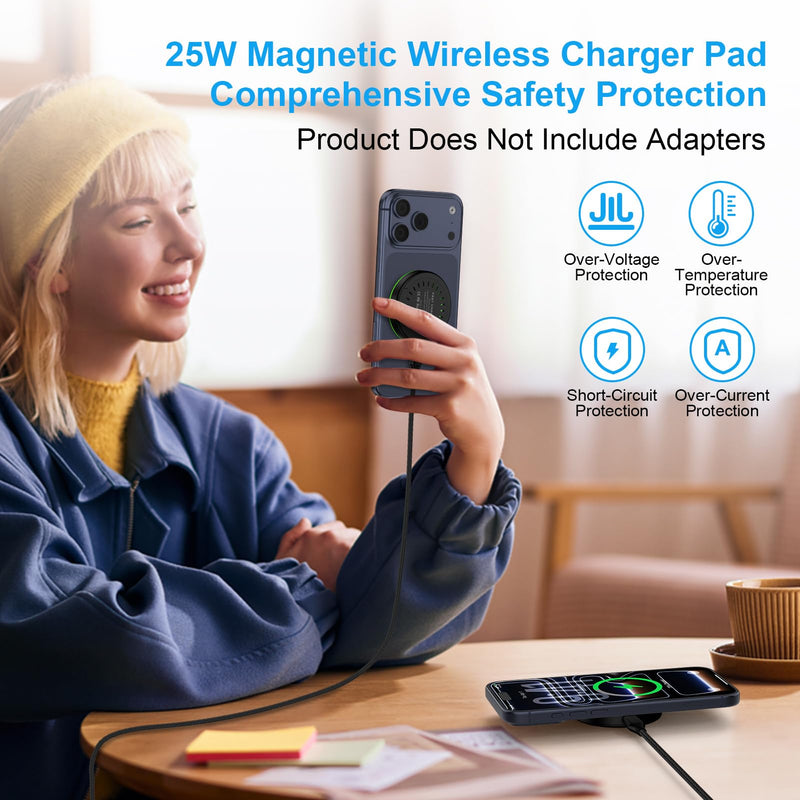 25W Samsung Wireless Charger Fast Charging for Samsung Galaxy Z Fold/Flip8 | Magnetic Magsafe Wireless Charger Pad Station for Galaxy S26 Ultra S26Plus S25 Edge S24FE S23,Google Pixel 10Pro 9A,iPhone 17 1black