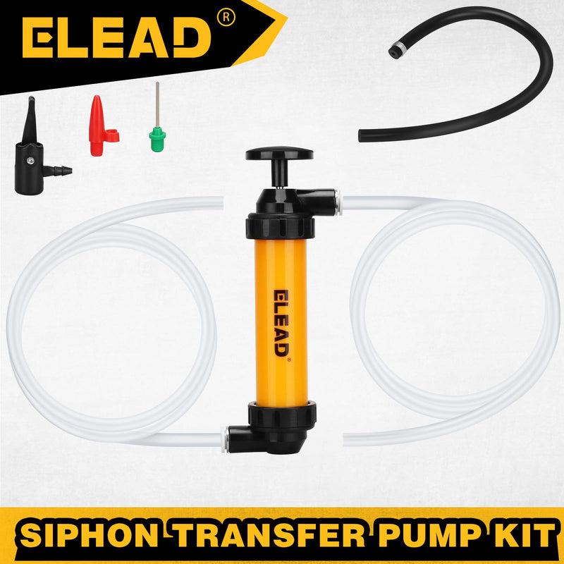 Gas Siphon Pump for Gasoline, Multi-Use Fluid Transfer Pump, Oil Liquid Siphon Pumps, Fuel Siphon Tool, Multifunction Hand Inflation Pumps with Inflator Hose adapter, Needle Valve/Balloon adapter