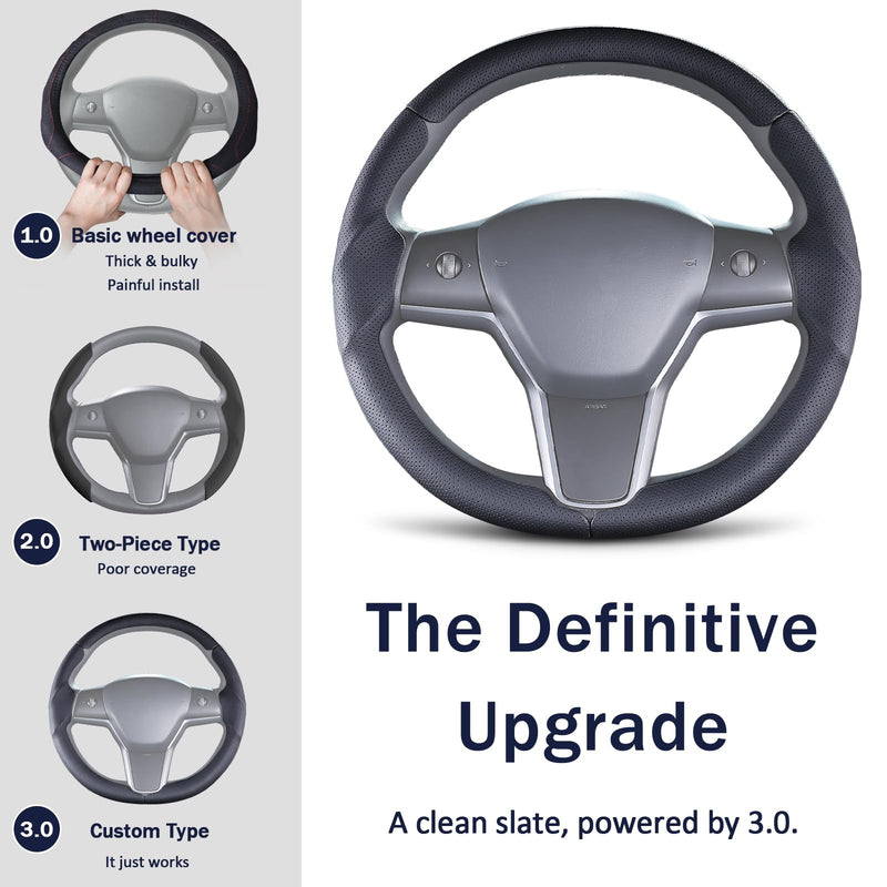 Steering Wheel Cover for Tesla Model 3(2017-2023) Model Y(2020-2024), Steering Wheel Accessories for Tesla Model 3/ Y Black Model 3 2017-2023/ Model Y 2020-2024