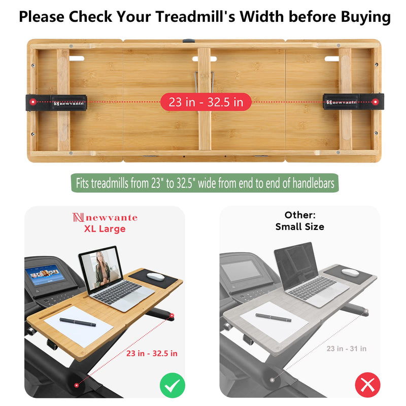 Nnewvante Treadmill Desk Attachment Bamboo Walking Laptop Stand Holder Workstation Adjustable Desktop Laptop Tray for Treadmill Natural