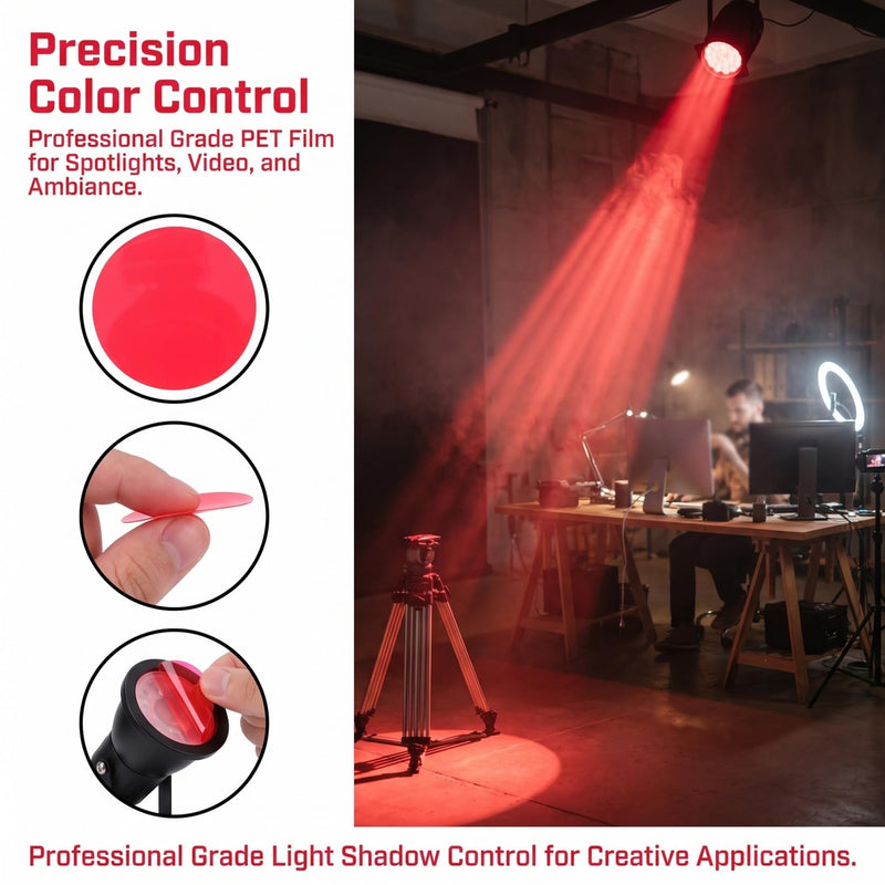 Toyvian 20pcs Red Light Filter Stickers 44mm Adhesive Lighting Filter Film for LED Ceiling Spotlights Mood Lighting Diffuser Film for Video and Ambient Use