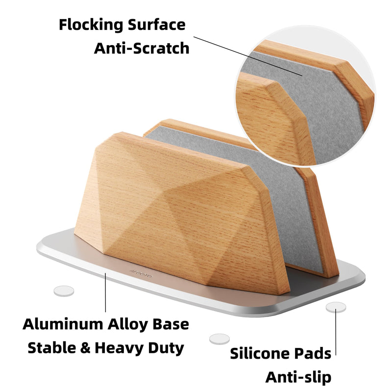 Vertical Laptop Stand - Wooden Adjustable Laptop Holder,Desktop Dock Compatible with All MacBook, Surface,Chromebook,Dell & More(Beechwood) Single Beechwood