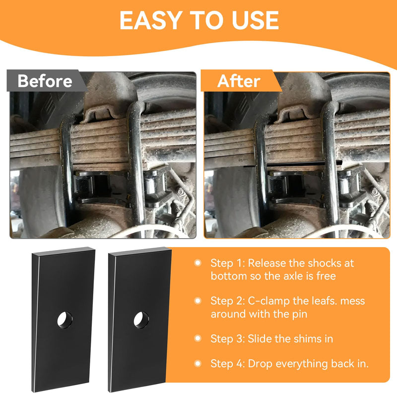 2.5 Degree Pinion Angle Shims, Pinion Wedges, Spring Shims, Angle Correction Universal Suspension Axle Shims for Leaf Springs and Lift Blocks - 2 Pack