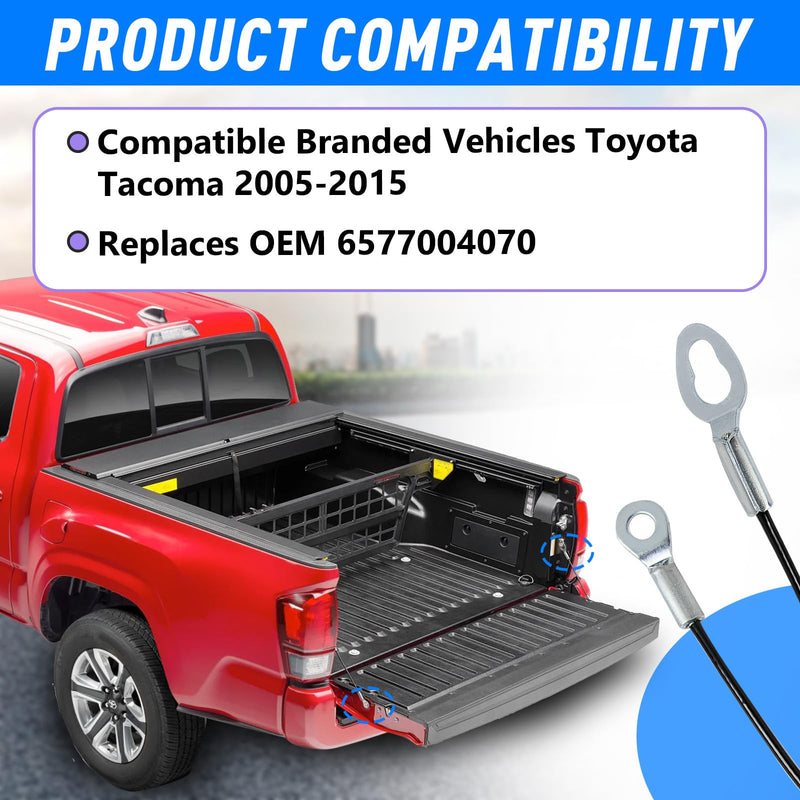 2PC Left/Right Tailgate Support Cables for 2005-2015 Toyota Tacoma, Replaces 65770-04070 Restore Tailgate Support Function