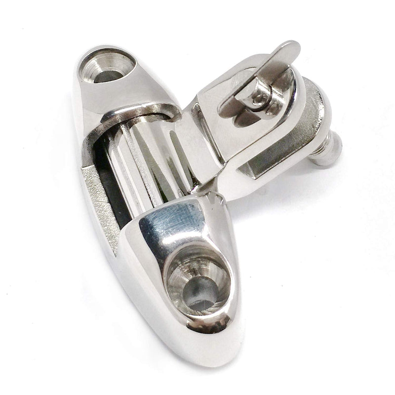 Pack of 2 Marine Grade Bimini Top 316Stainless Steel Swivel Deck Hinge with Removable Pin and Rubber Pad Deck Mount