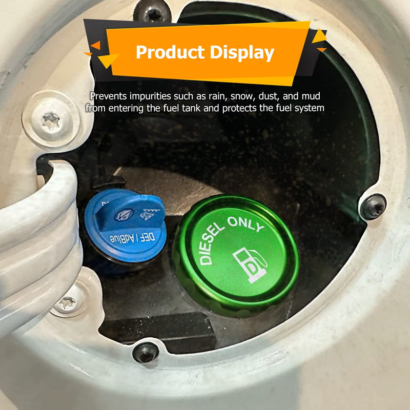 WeiSen Diesel Fuel Cap Aluminum Compatible with Dodge Ram 1500 2500 3500 Green Magnetic 2019-2024