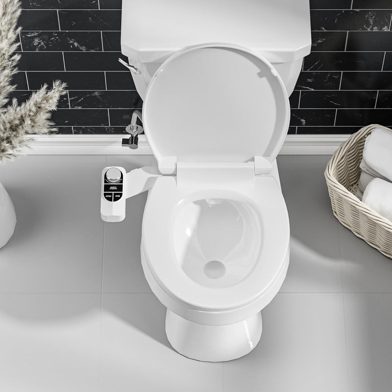 SAMODRA Non-Electric Bidet Attachment for Toilet – Self-Cleaning Dual Nozzle (Frontal & Rear Wash), Adjustable Water Pressure, Fits Most Toilets, Easy Installation (Classic Black/Silver) Classic Black/Silver