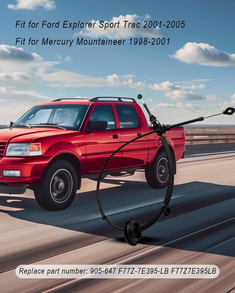 Transmission Shift Cable Compatible with Ford Explorer Sport Trac 2001-2005, Ranger 1997-2003, Mercury Mountaineer 1998-2001 Replace 905-647 F77Z-7E395-LB