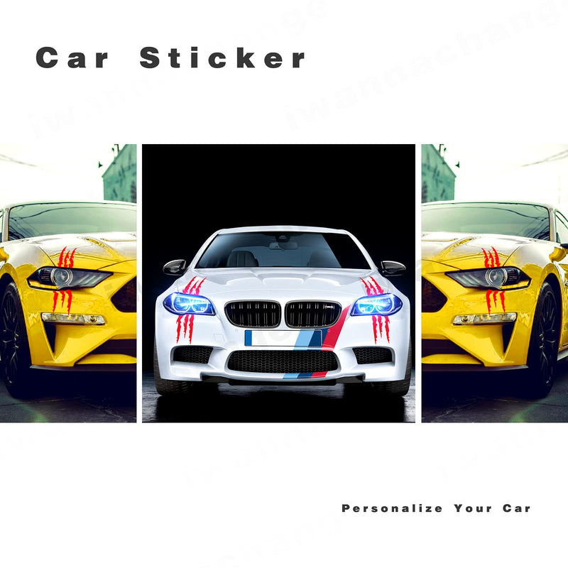 2pcs Monster Claw Marks Headlight Car Sticker Stripes Scratch Decal Vinyl for Sports Cars SUV Pickup Truck Window Motorcycles ect (Red) Red