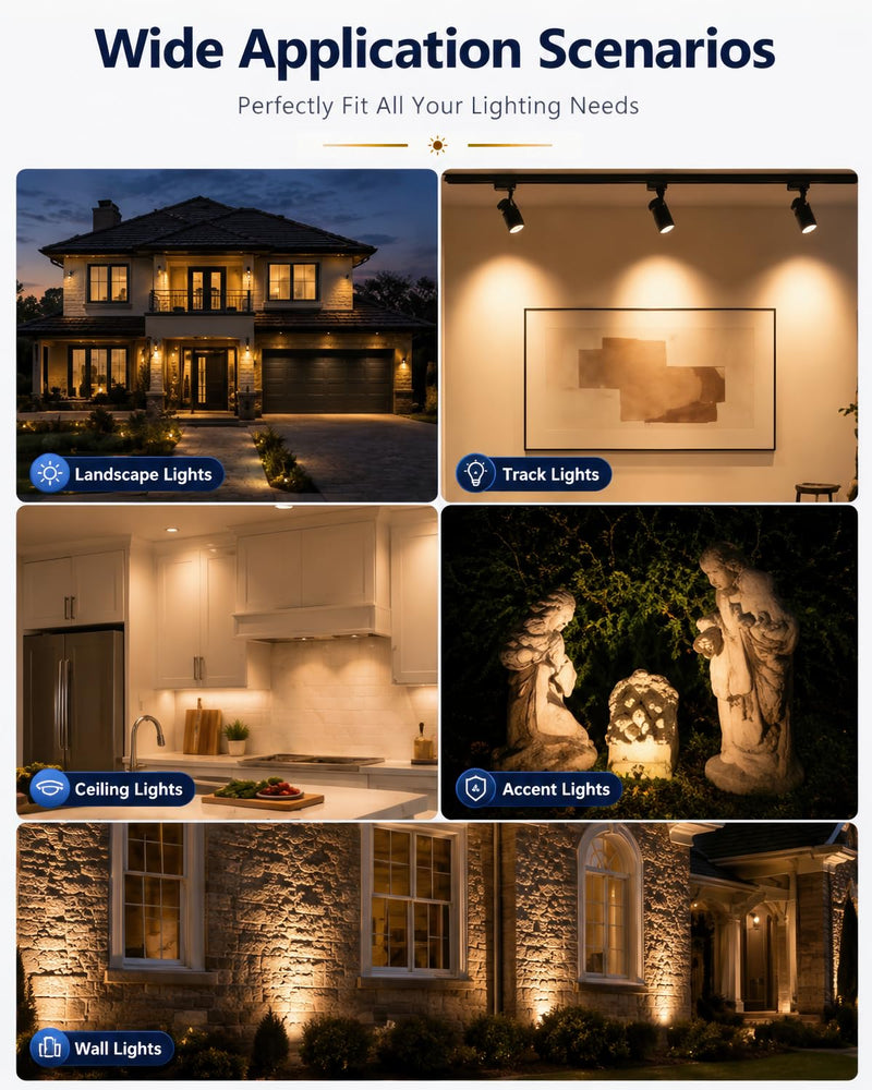 HIBOITEC MR16 LED Bulb 5W, 2700K Warm White, 50W Halogen Equivalent, GU5.3 Bi-pin Base, Energy Saving Low Voltage 12V MR16 LED Spotlight Bulb for Landscape Accent Lighting, Non-Dimmable, 6 Pack