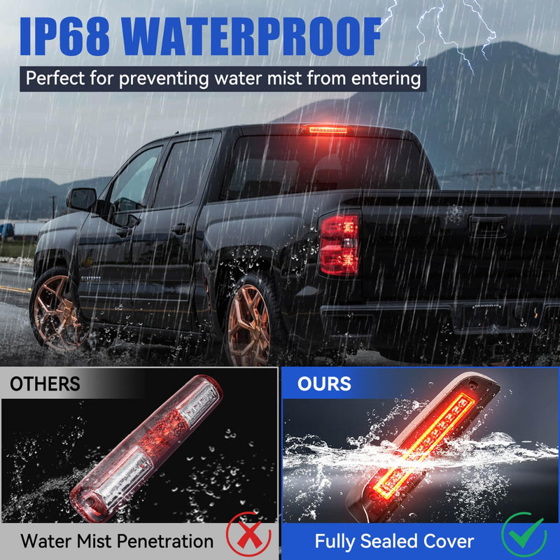 SUPAREE Third Brake Light Fit for 2014-2018 GMC Sierra/C-hevy Silverado 1500 2500HD 3500HD LED 3rd Brake Light Accessories Red LED Strobe Rear 3rd Brake Cargo Lights High Mount Stop Light For 2014-2018 for Silverado/Sierra