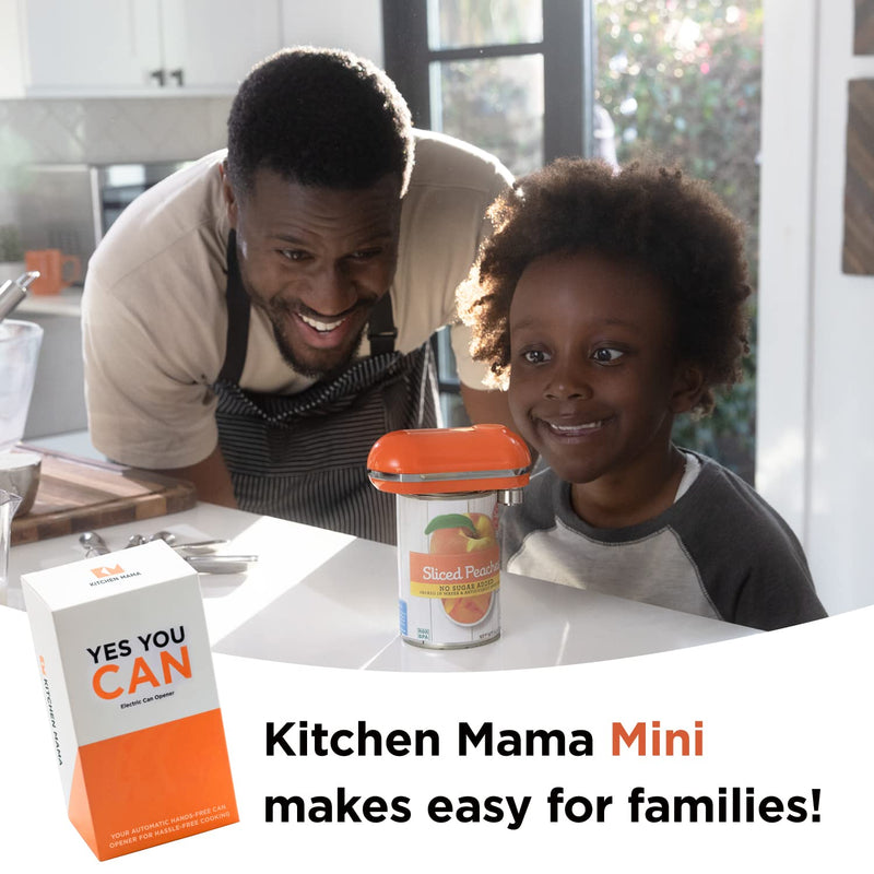 Kitchen Mama Mini Electric Can Opener Smooth Edge: Opens Can with One Press - Ultra-Compact, Hands-Free, Safe, Cordless, Seniors with Arthritis, Automatic, Battery Operated Appliances (Orange) Orange