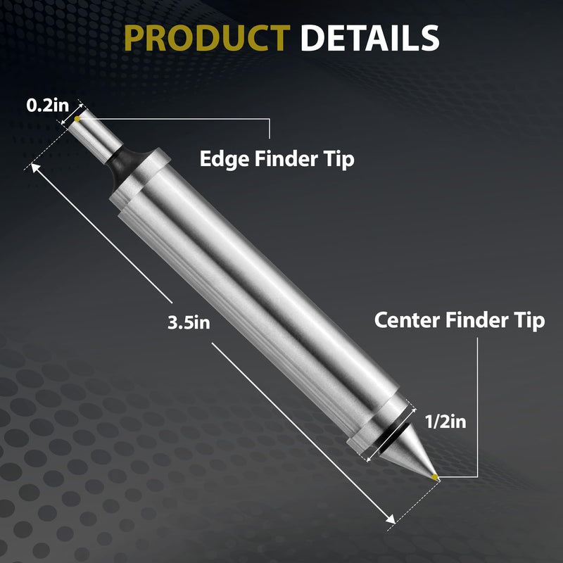 Brown & Sharpe Double End Edge Finder, 1/2" Shank Diameter, 0.200" Tip Diameter, Ideal for Locating Flat & Straight Edges, Centers & Scribed Lines, for CNC Milling Lathe Machining