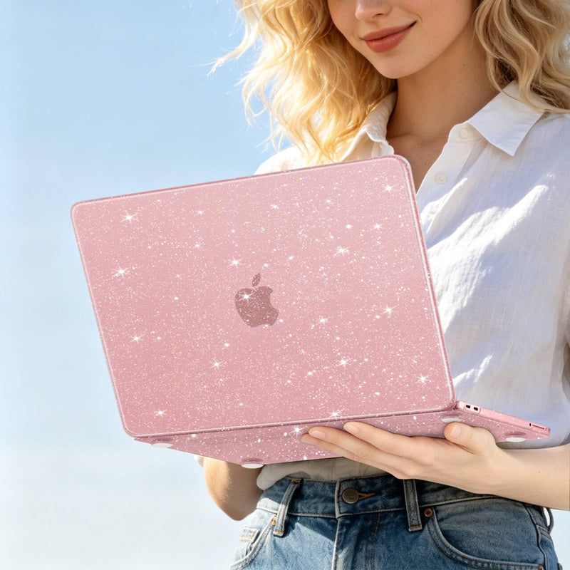 MOSISO Compatible with MacBook Neo Case 13 inch 2026 A3404 A18 Pro Chip | Crack-Resistant Protective Sparkly Hard Shell Case&Keyboard Cover&Screen Film, Glitter Cover, Blush