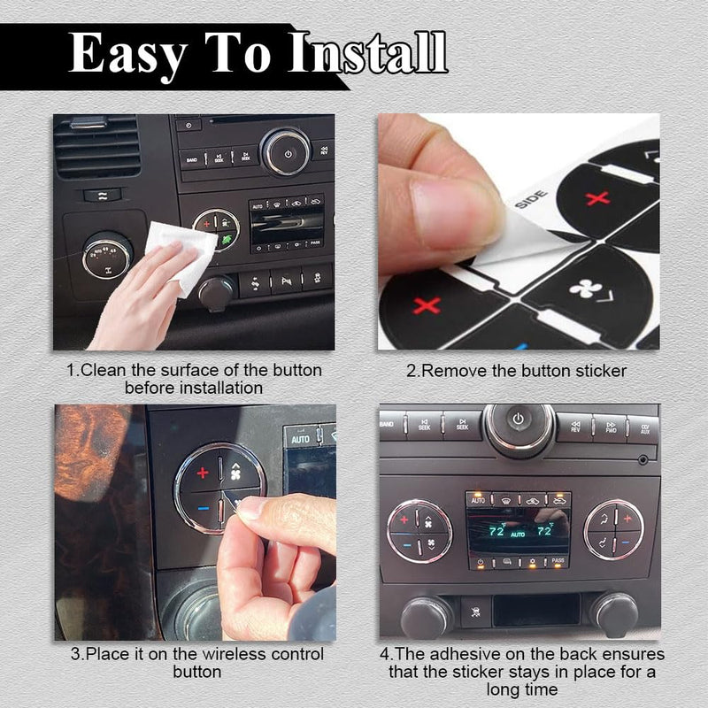 4PCS AC Dash Button Repair Kit, Automotive Dash Gauge Accents, Replacement AC Dash Button Sticker Repair Kit, Car SUV Accessories Automotive Decals for Fixing Ruined Faded A/C Control Buttons (4PCS) 4pcs