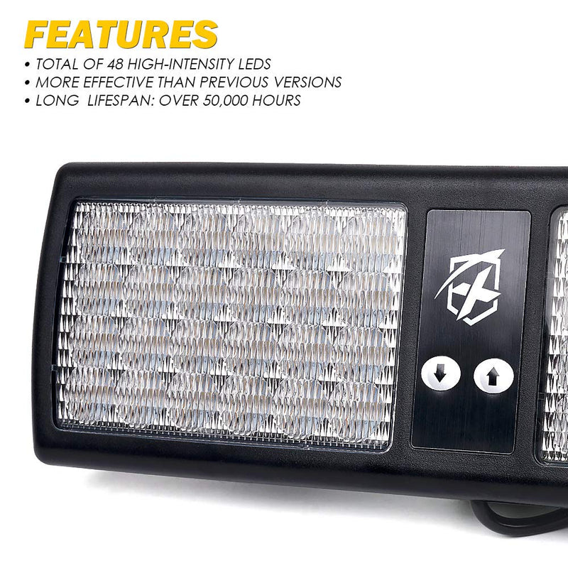 Xprite Red Blue 48LED Visor Strobe Flashing Lights Interior Windshield Sunshield Emergency Warning Lights for Police Volunteer Firefighter Vehicles Trucks Red&Blue