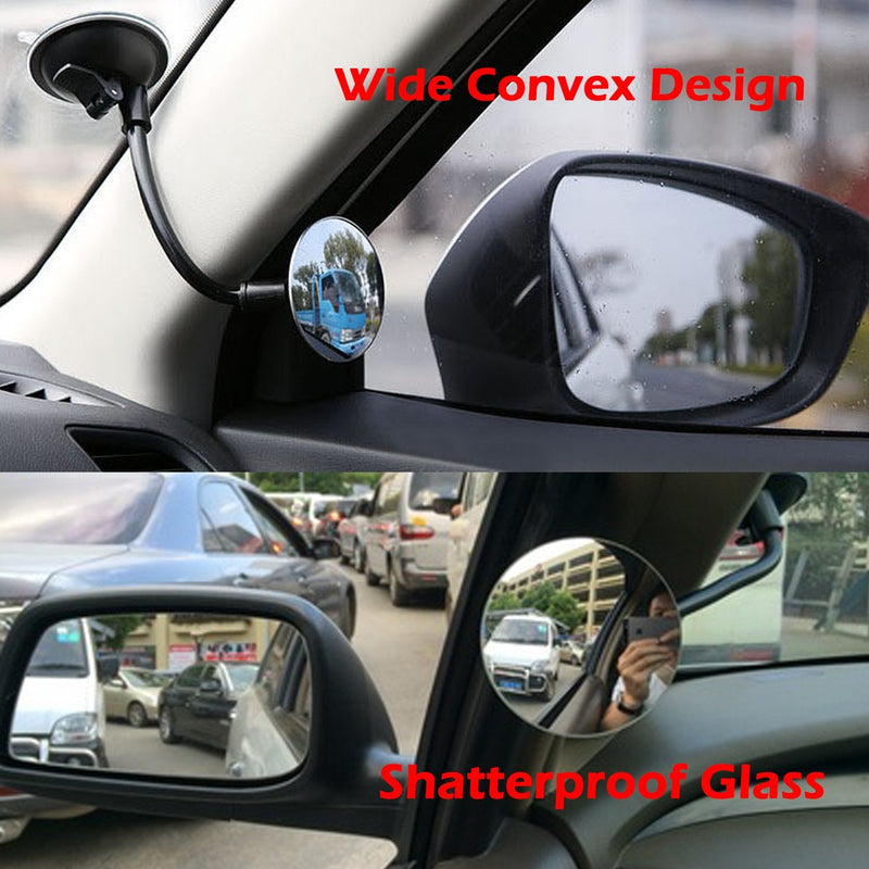 Suction Cup Car Baby Mirror, Ampper Adjustabe Long Arm HD Glass Convex Wide Angle Interior Rearview Baby Rear Facing Mirror (Frameless Round, 3.35") Suction Cup Round