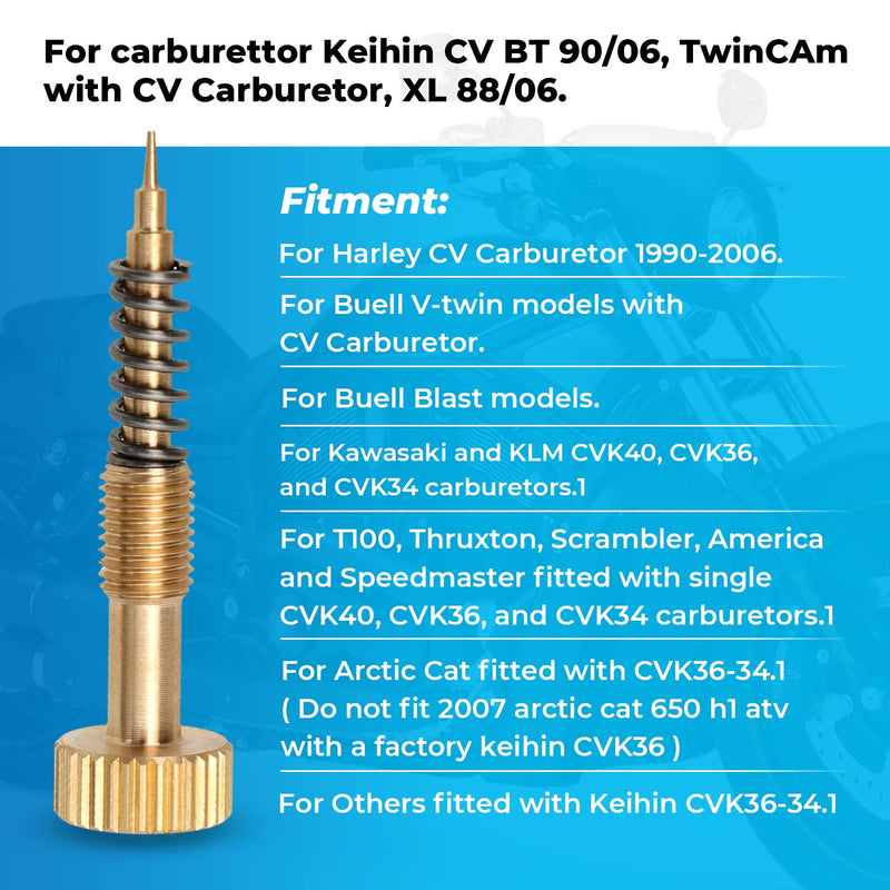 Alpha Rider Pro Carb Rebuild Kit Mixture Screw For Keihin CV CVK Carbs For Harley Big Twin 1990-1999, Twin Cam 1999-2006 & Sportster XL 883 1200 1988-2006